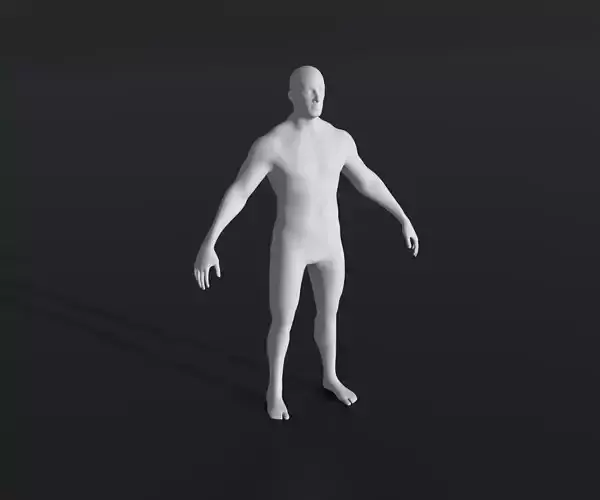 Male Body Base Mesh 28 Animations 3D Model 20k Polygons Low-poly 3D model
