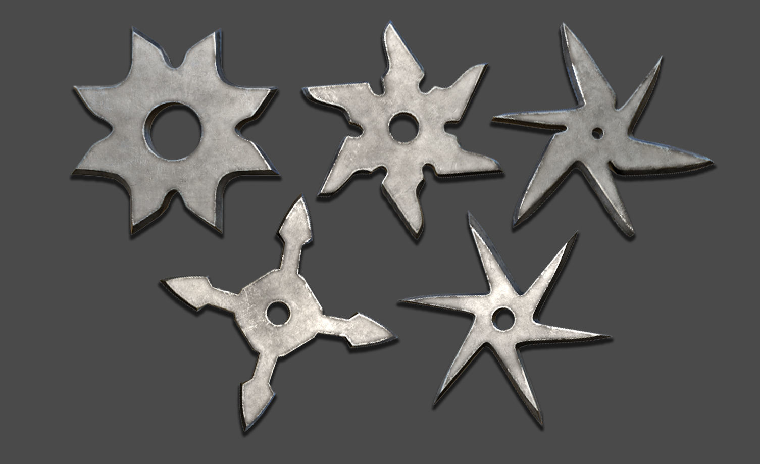 25 Shuriken Model Low and High poly with UV and IMM Brush V 3 Low-poly 3D model_5