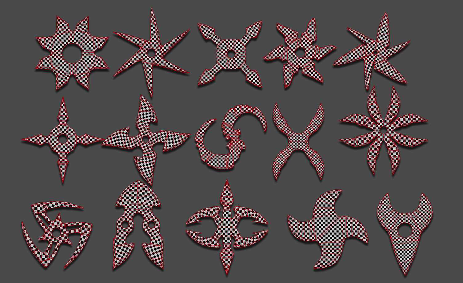 25 Shuriken Model Low and High poly with UV and IMM Brush V 3 Low-poly 3D model_6