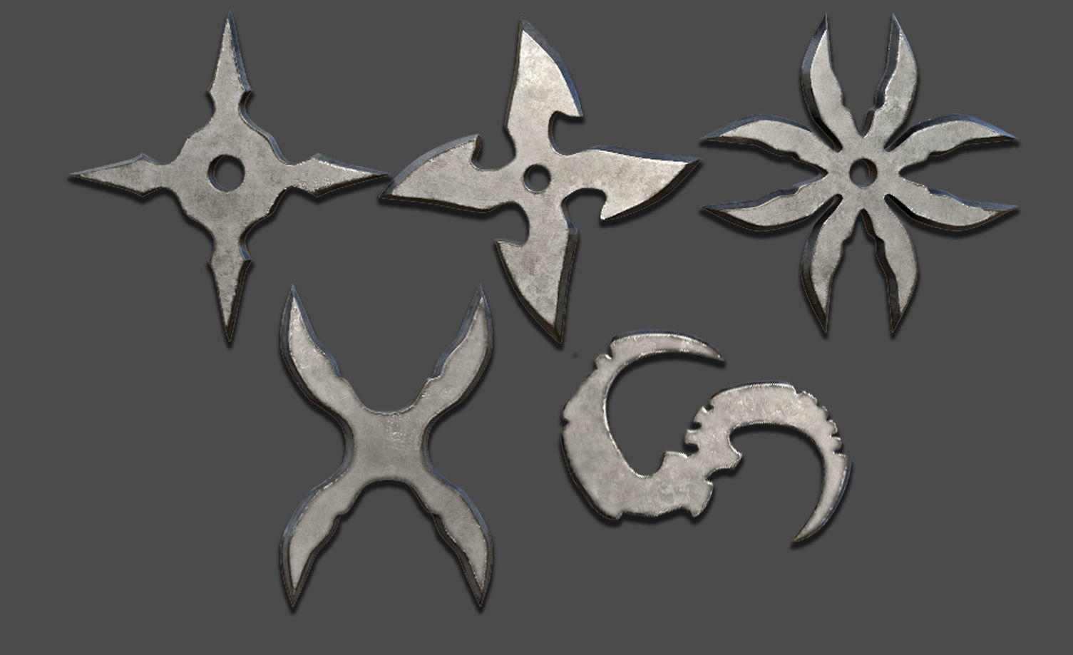 25 Shuriken Model Low and High poly with UV and IMM Brush V 3 Low-poly 3D model_4