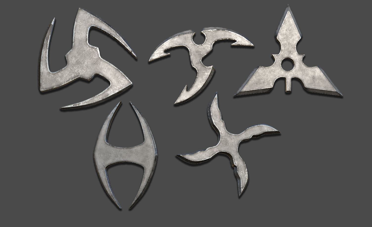 25 Shuriken Model Low and High poly with UV and IMM Brush V 3 Low-poly 3D model_3
