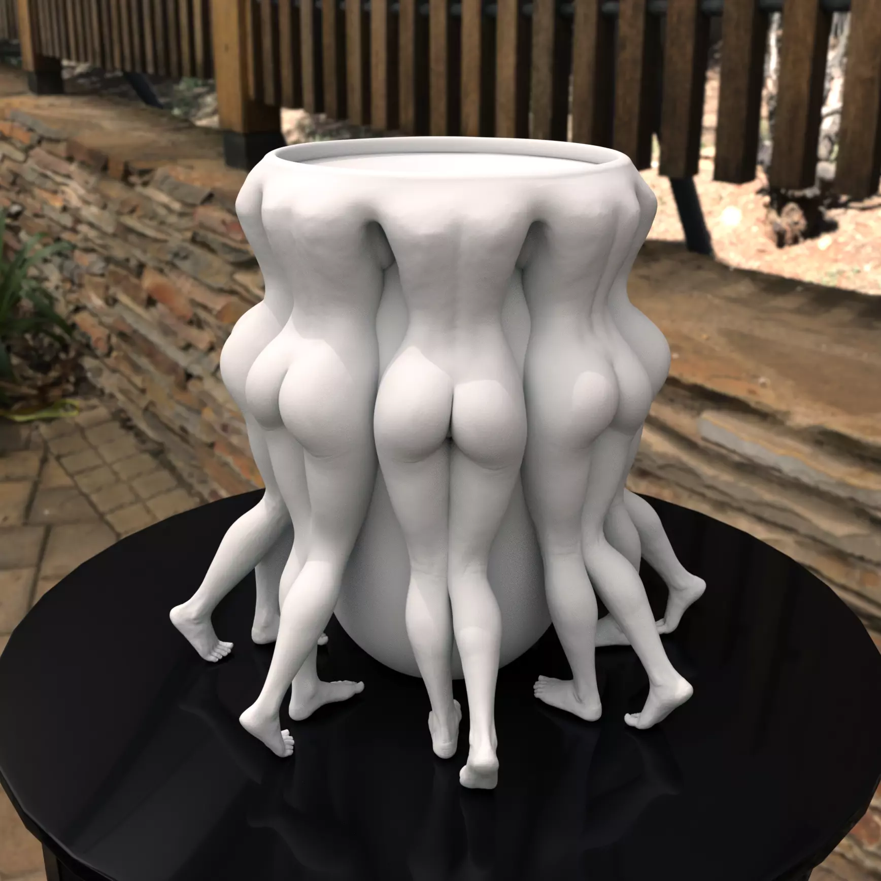 Female Body Butt Pot planter - Flower vase with Drainage Holes 3D print model_0