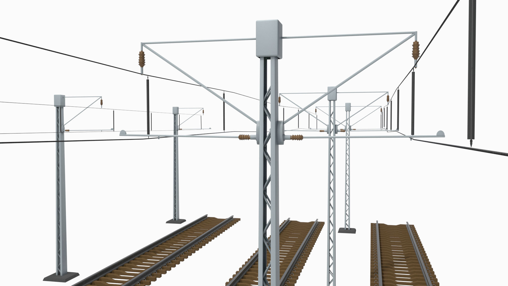 Rail Traction Poles 3D model_3