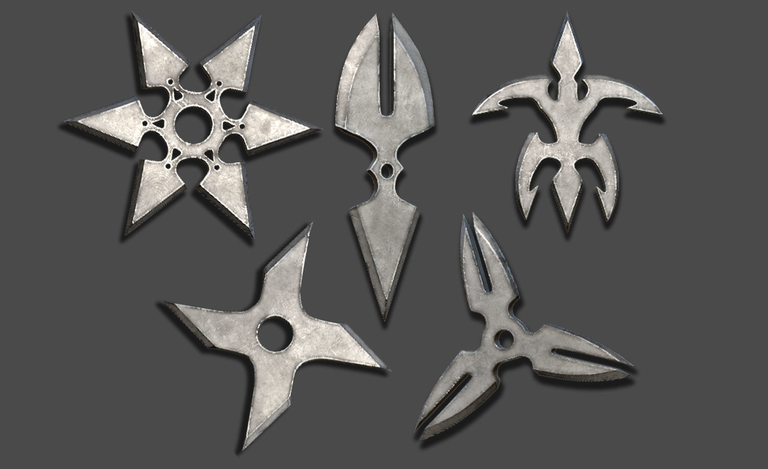 25 Shuriken Model Low and High poly with UV and IMM Brush V 4 Low-poly 3D model_1