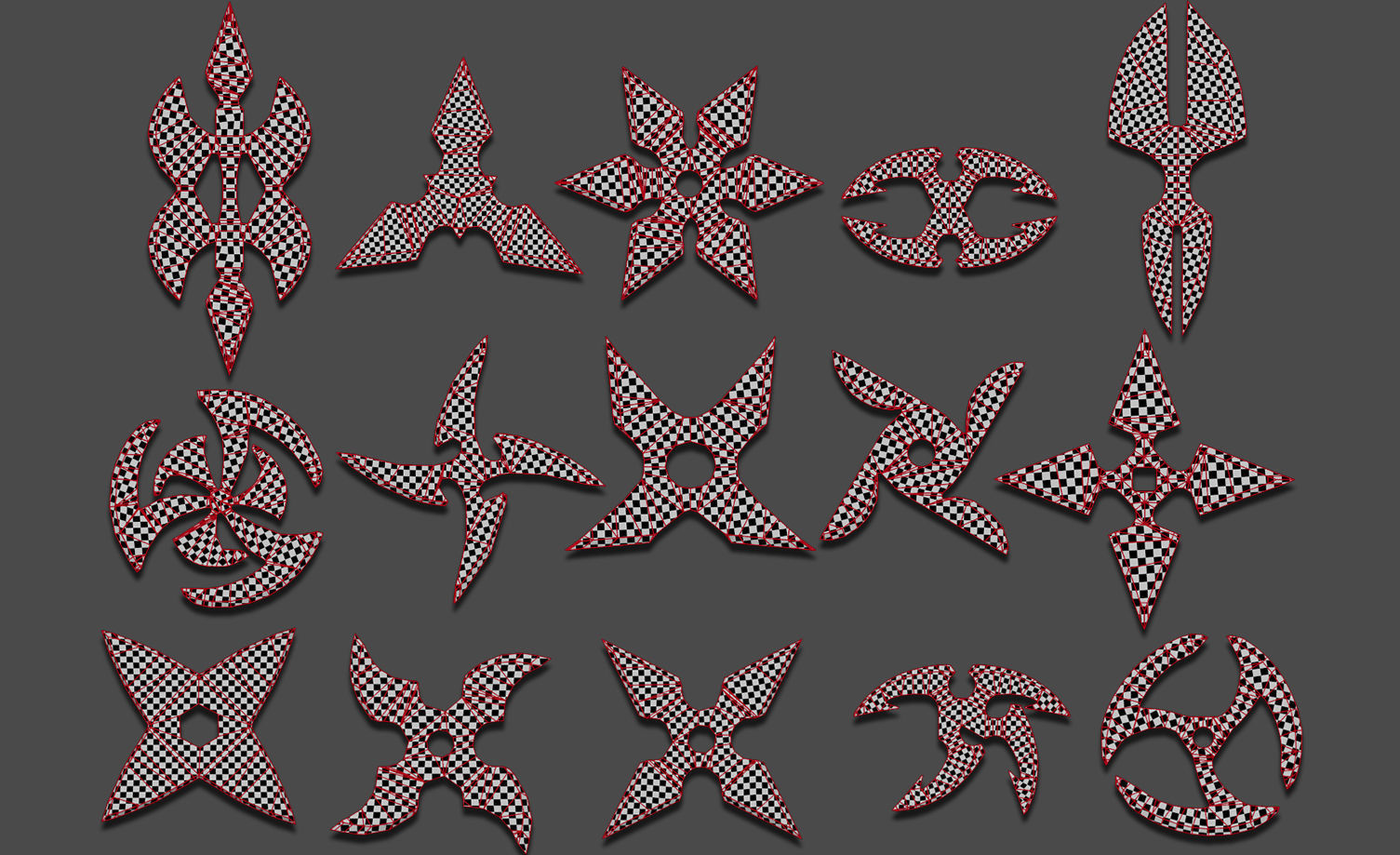 25 Shuriken Model Low and High poly with UV and IMM Brush V 4 Low-poly 3D model_6