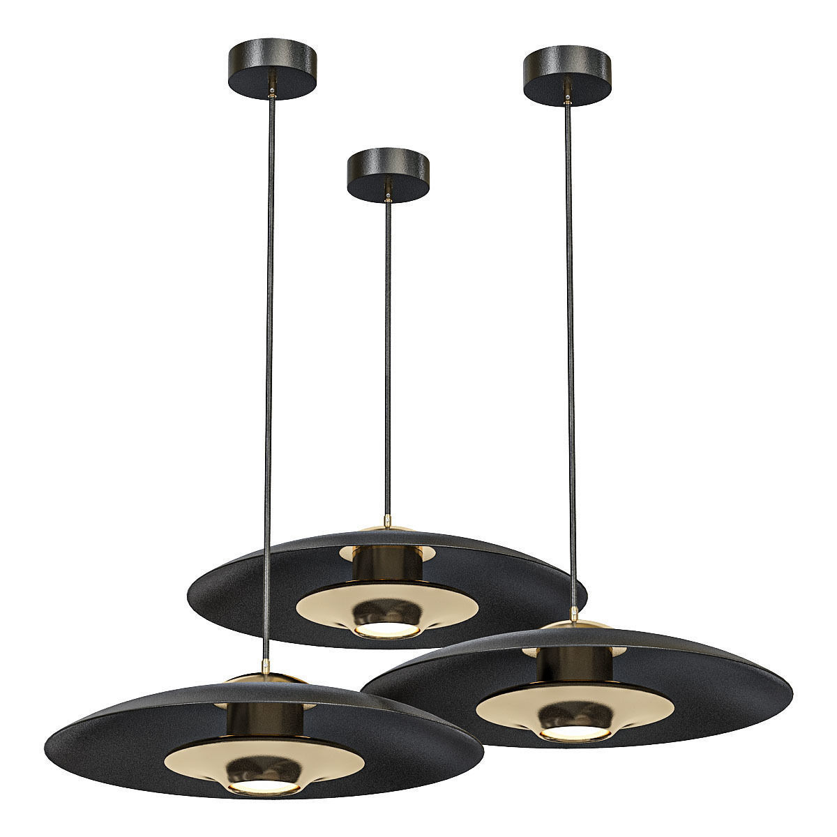 KEIJO three pendant lights gold 3D model_4