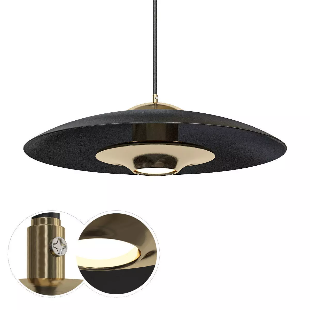 KEIJO three pendant lights gold 3D model_0
