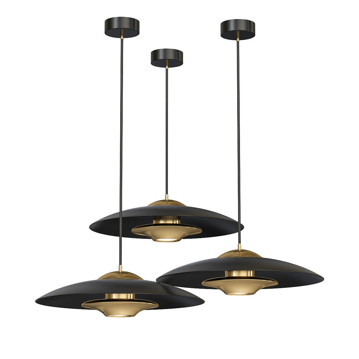 KEIJO three pendant lights gold 3D model_6