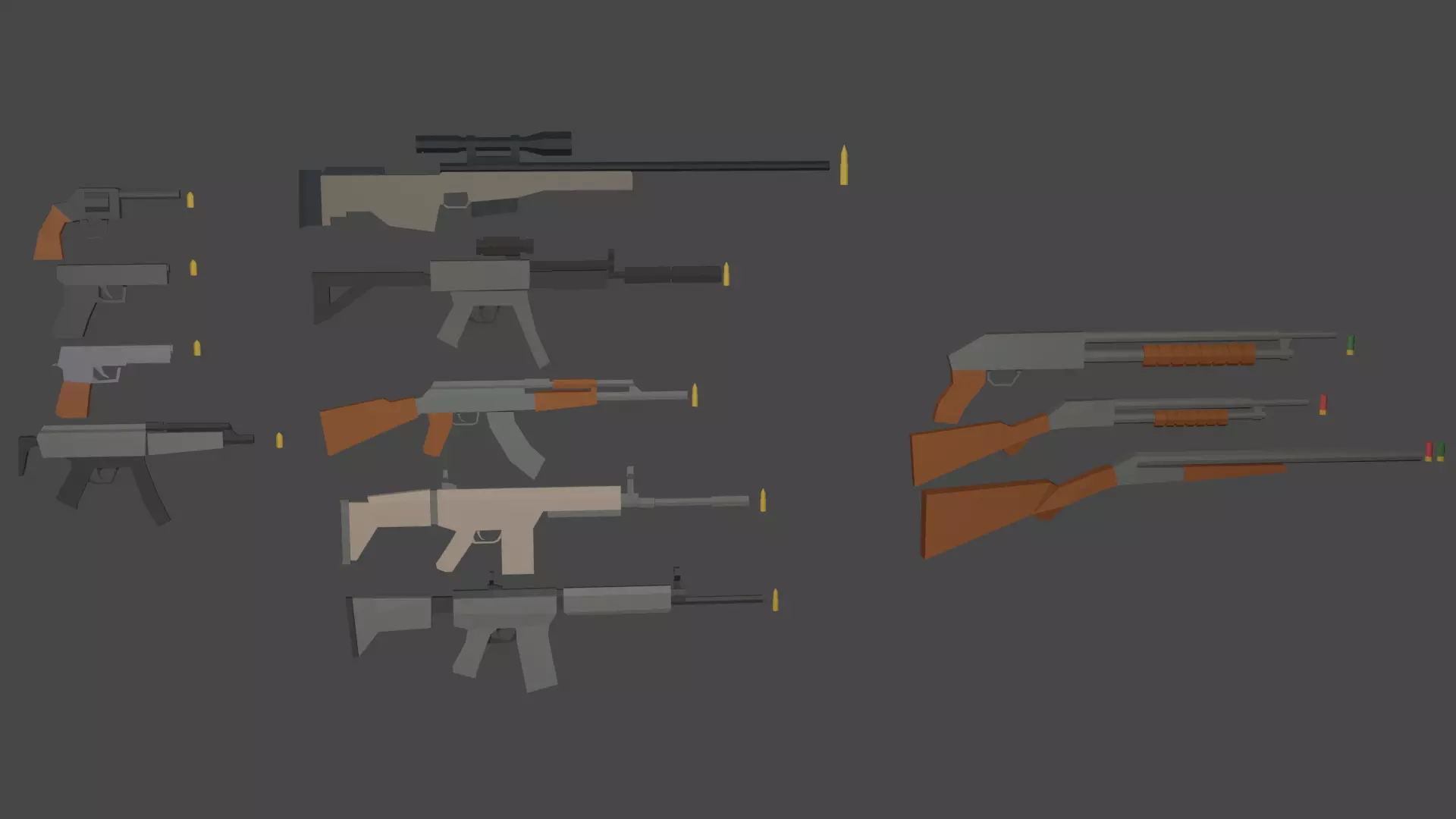 ow poly puck of guns Free low-poly 3D model_0