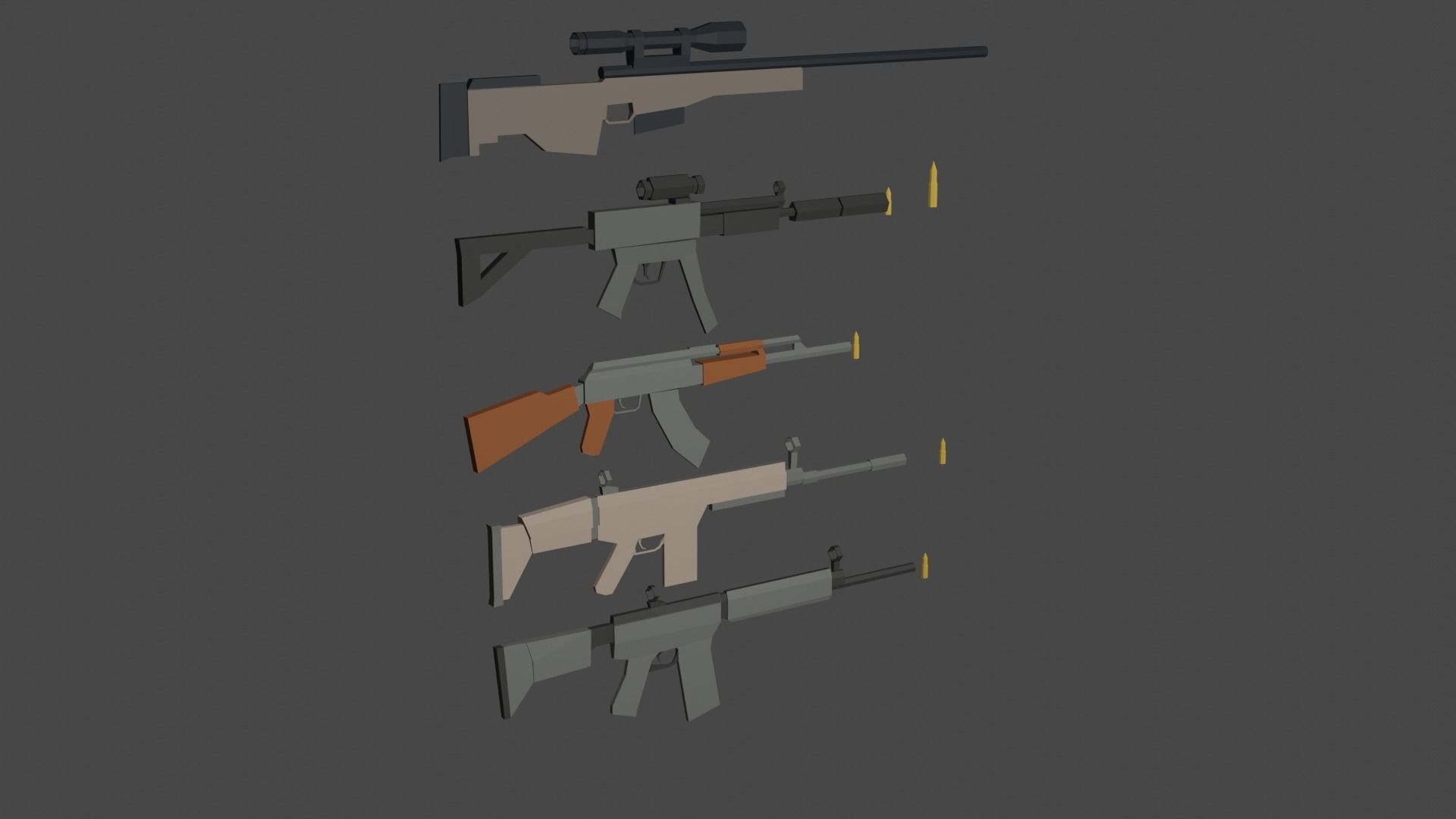 ow poly puck of guns Free low-poly 3D model_1