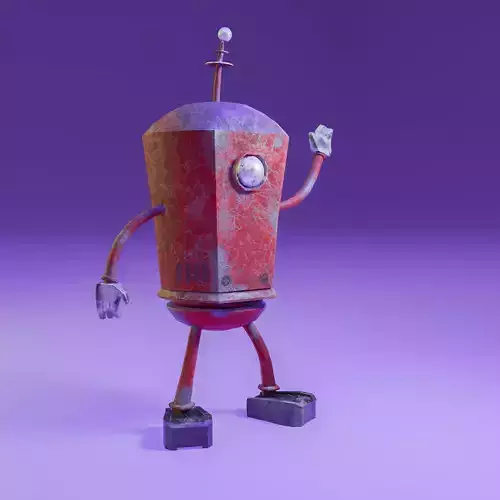 3d Robot character model design without rig Low-poly 3D model