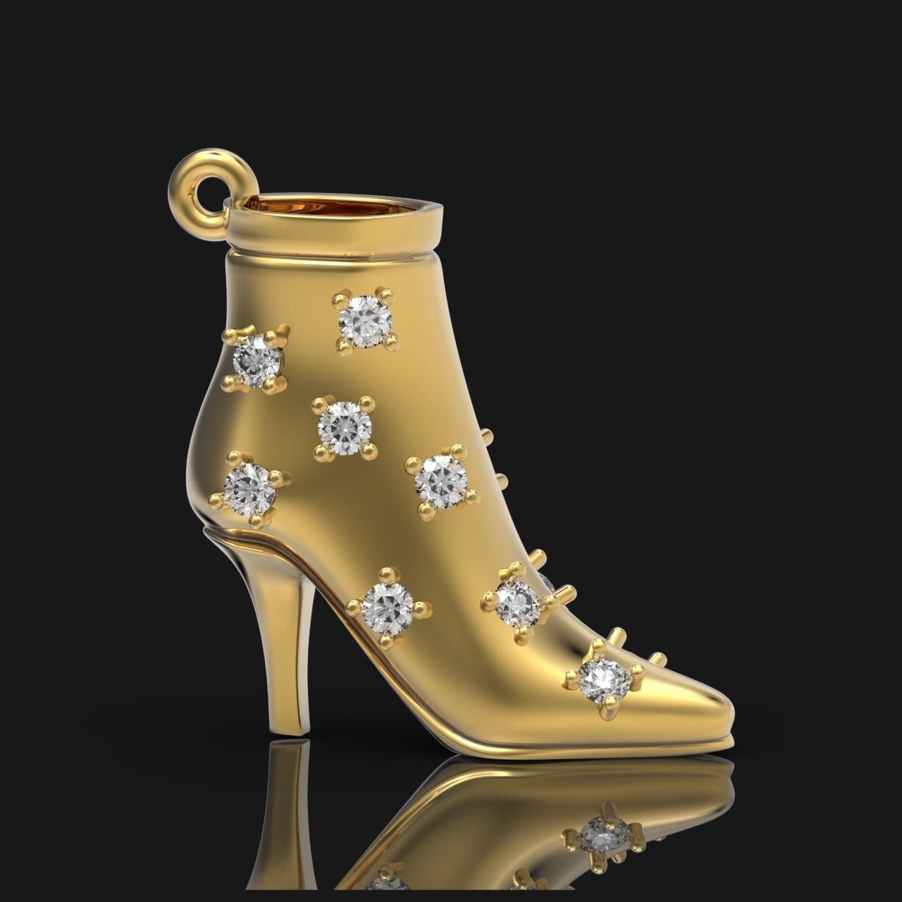 fashionable stylish pendant women boots with diamonds 439 3D print model_5
