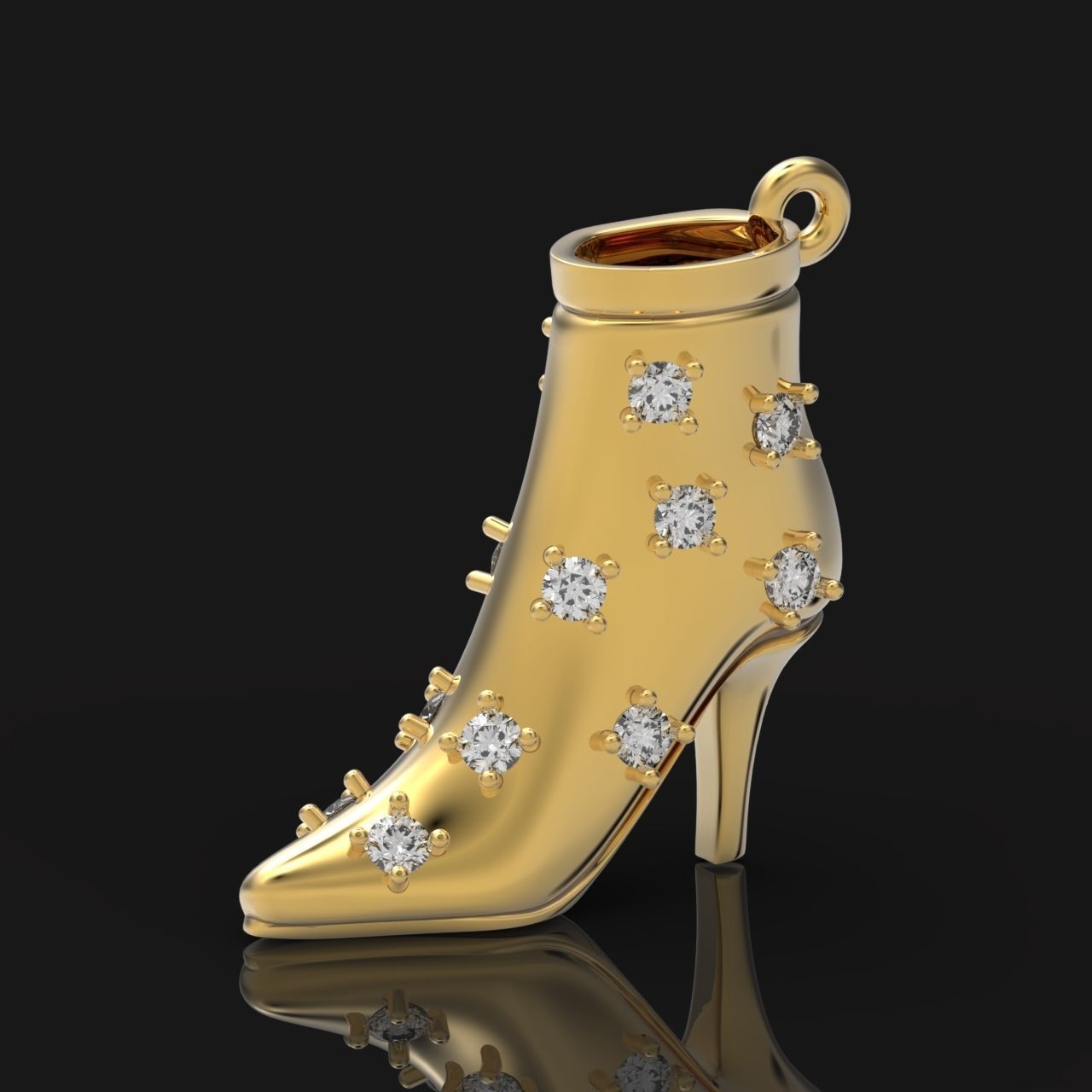 fashionable stylish pendant women boots with diamonds 439 3D print model_1