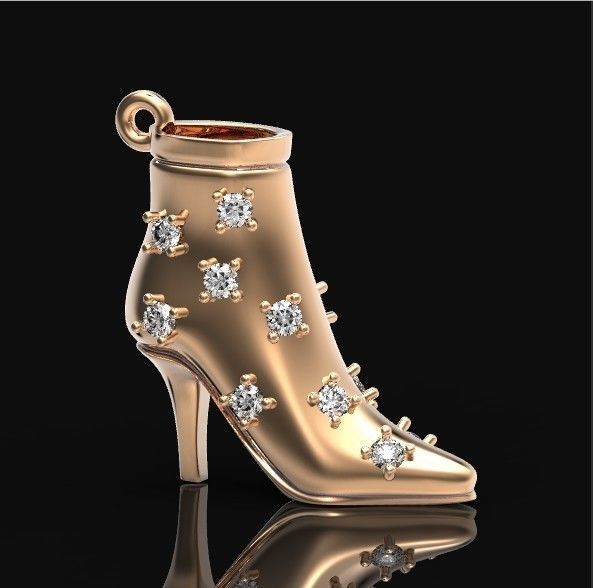 fashionable stylish pendant women boots with diamonds 439 3D print model_34