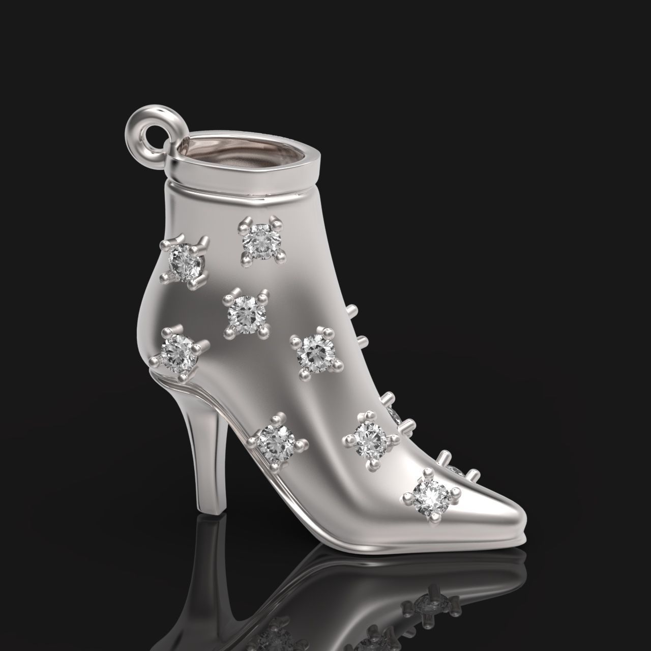 fashionable stylish pendant women boots with diamonds 439 3D print model_3