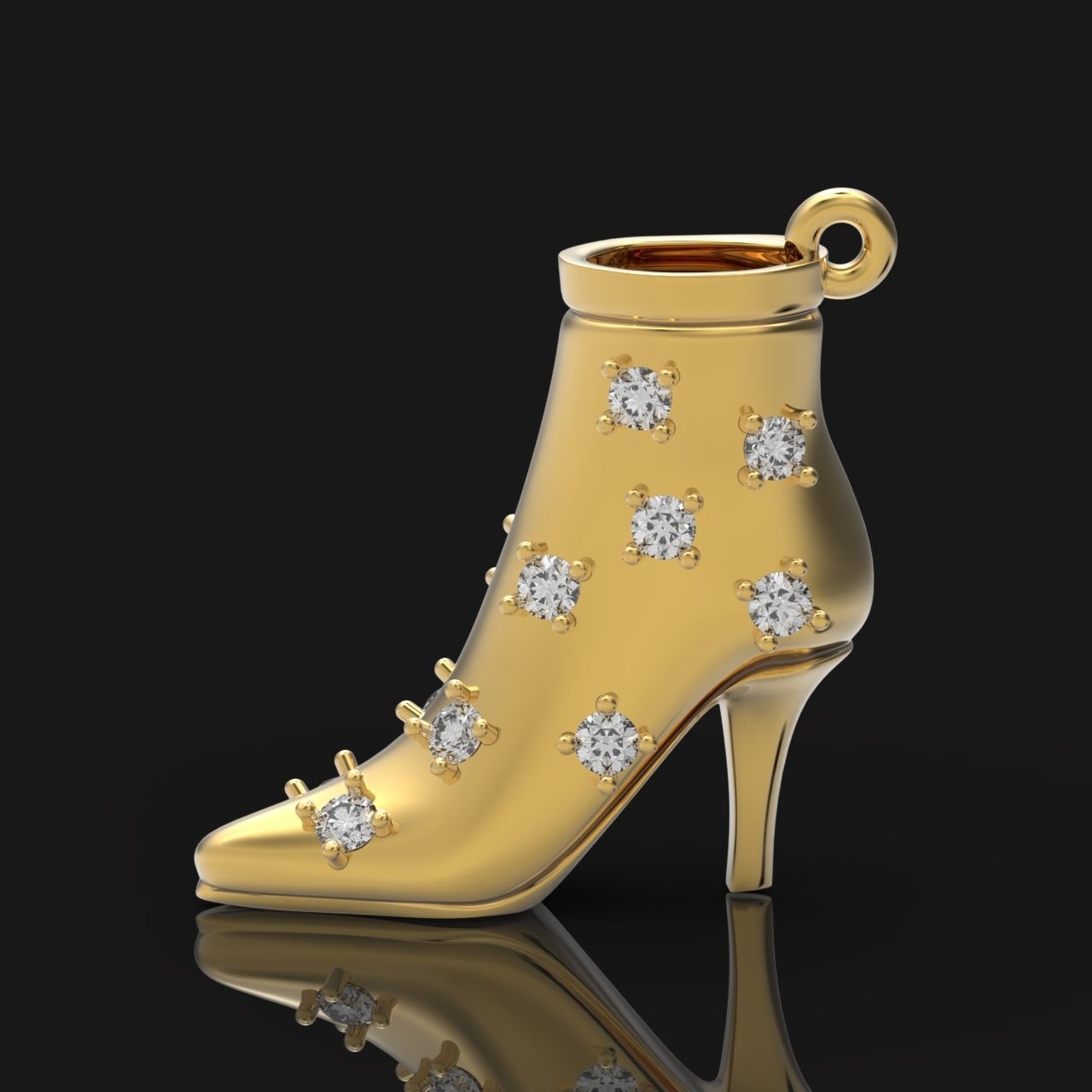 fashionable stylish pendant women boots with diamonds 439 3D print model_4