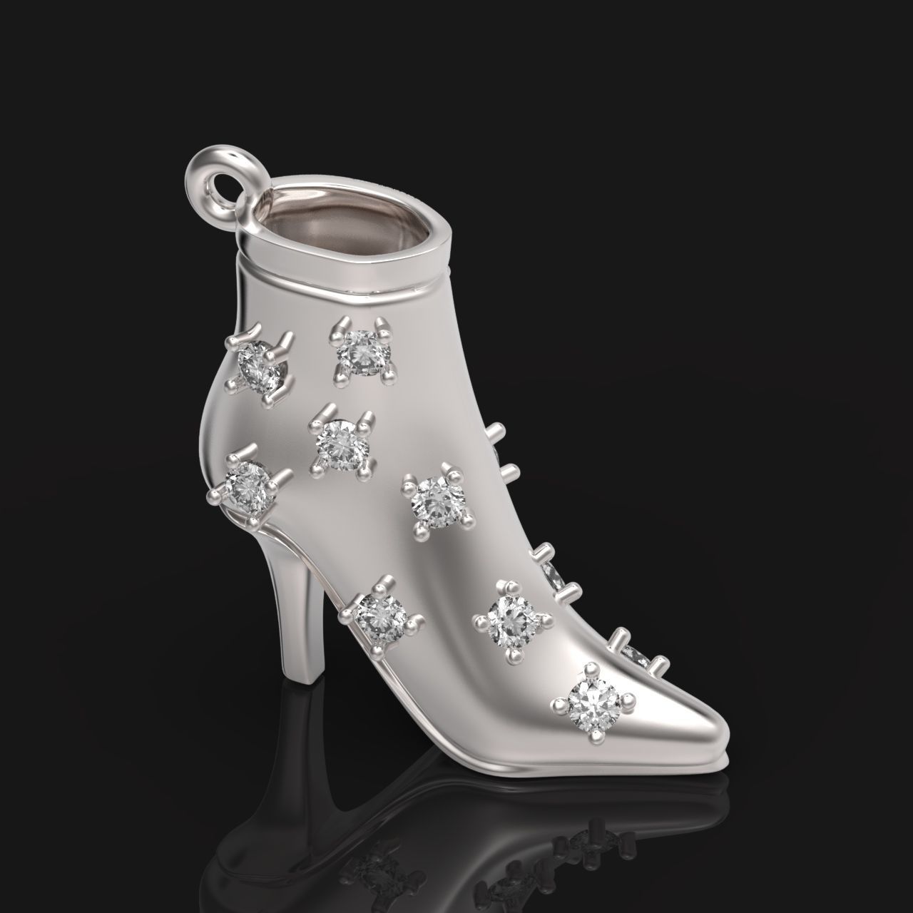 fashionable stylish pendant women boots with diamonds 439 3D print model_8