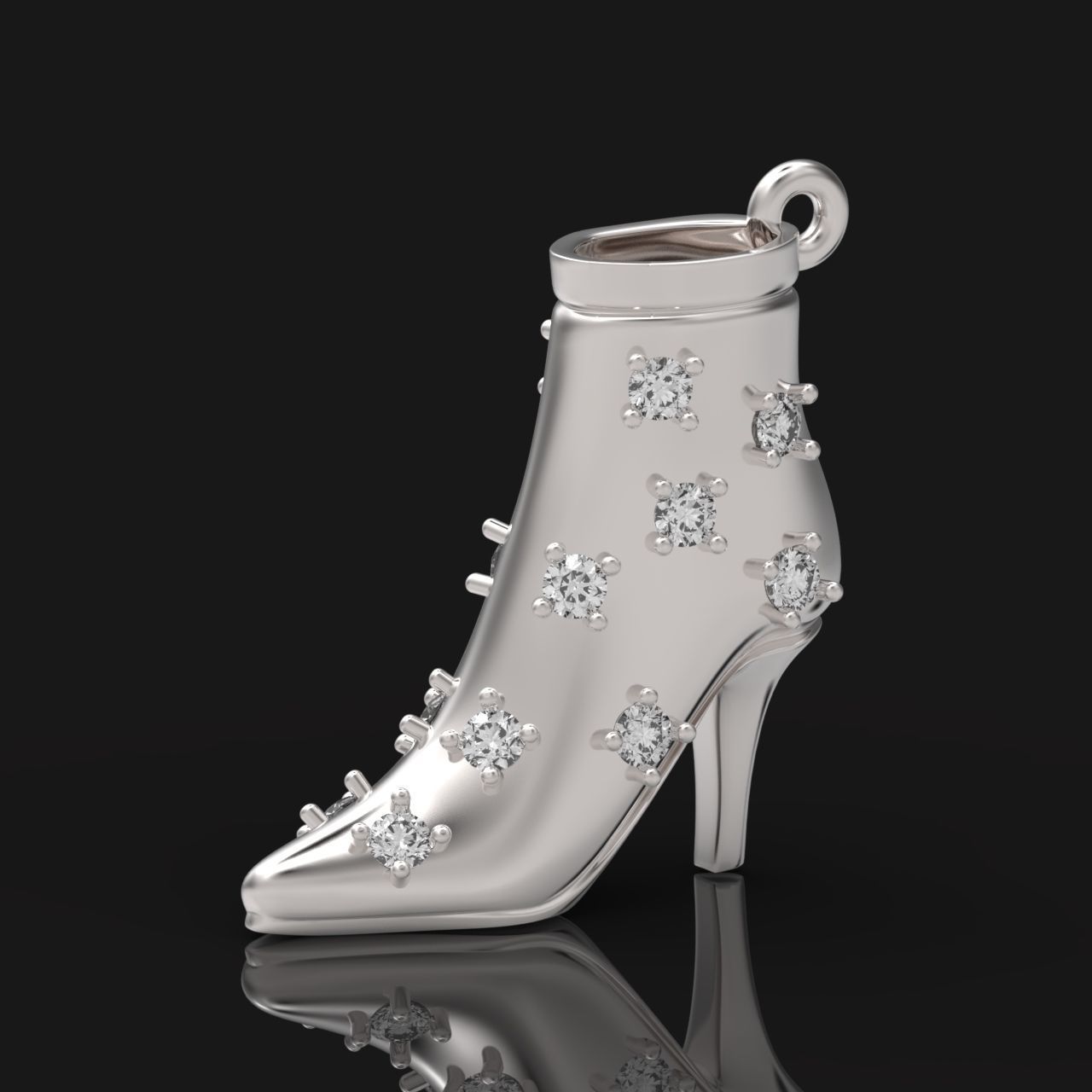 fashionable stylish pendant women boots with diamonds 439 3D print model_9