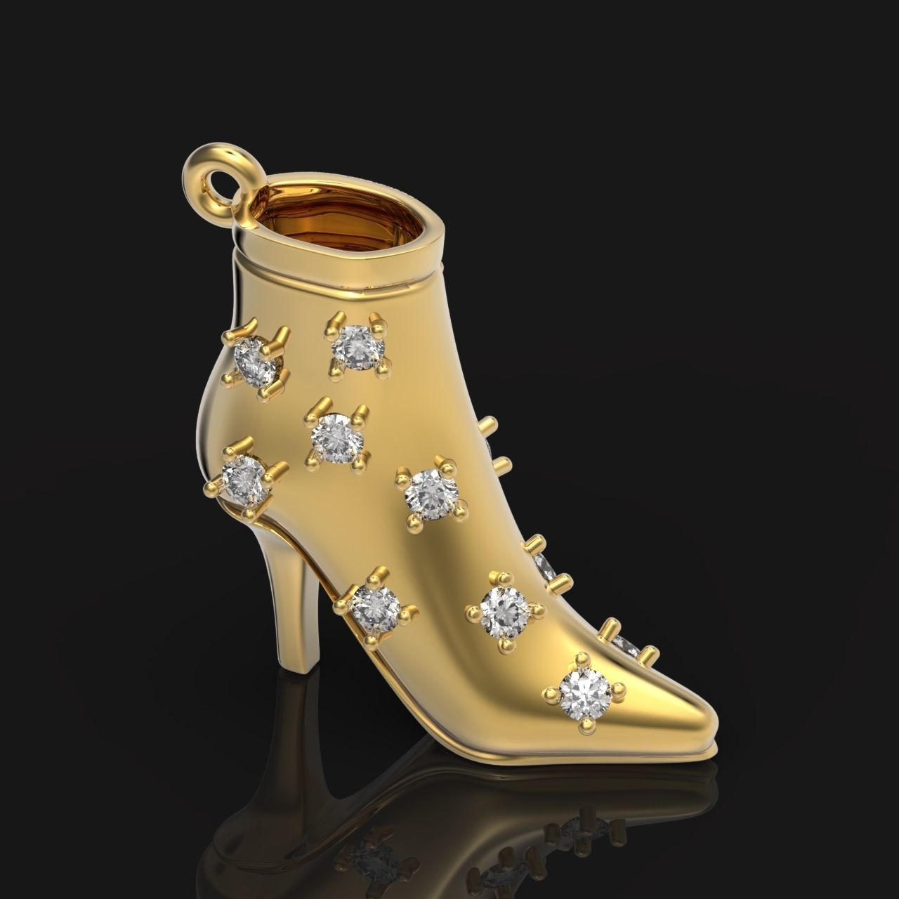 fashionable stylish pendant women boots with diamonds 439 3D print model_6