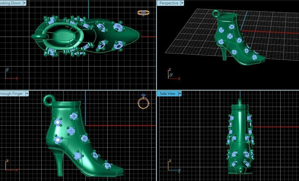 fashionable stylish pendant women boots with diamonds 439 3D print model_19