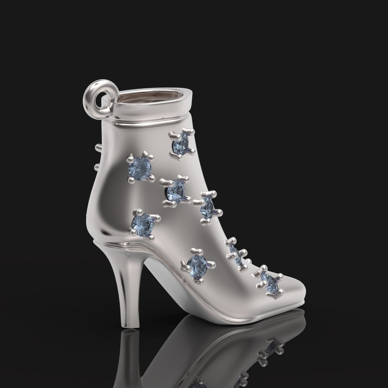 fashionable stylish pendant women boots with diamonds 439 3D print model_12