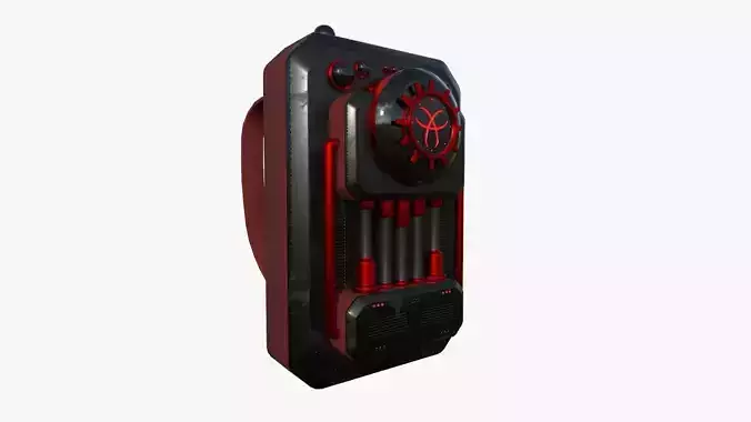 SciFi Backpack I08 Black Red - Fashion Character Design Low-poly 3D model
