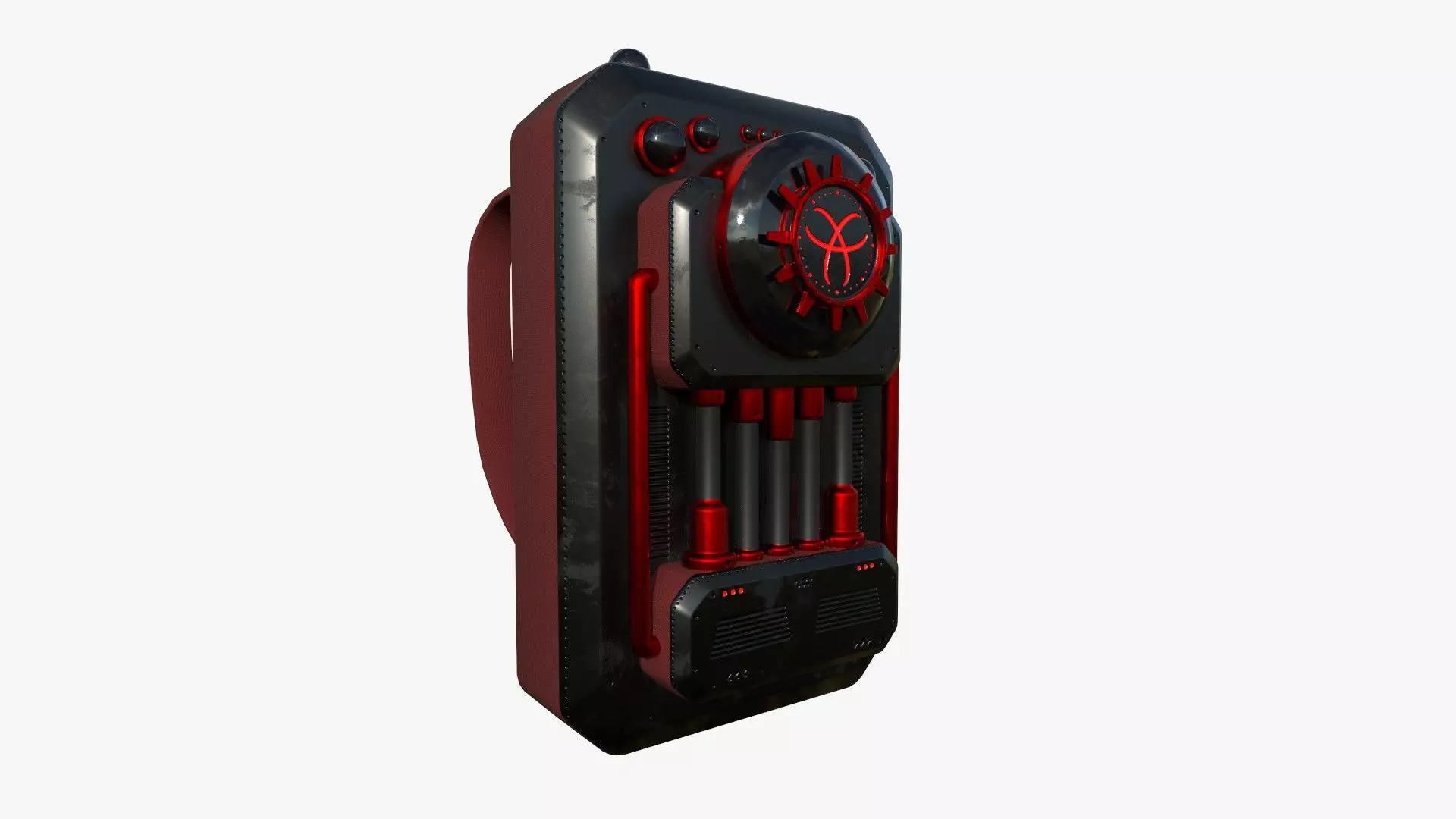 SciFi Backpack I08 Black Red - Fashion Character Design Low-poly 3D model_0