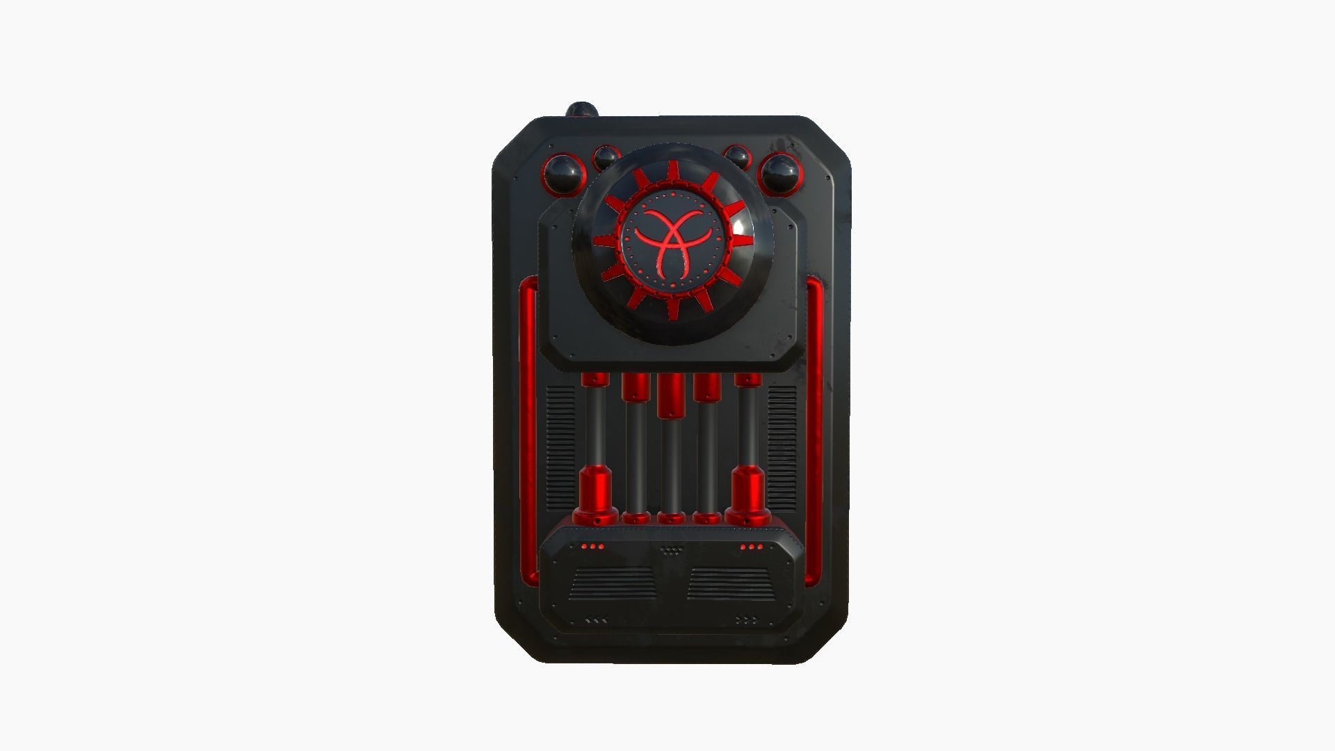 SciFi Backpack I08 Black Red - Fashion Character Design Low-poly 3D model_1