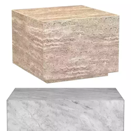 ITALIAN TRAVERTINE PLINTH SQUARE SIDE TABLE