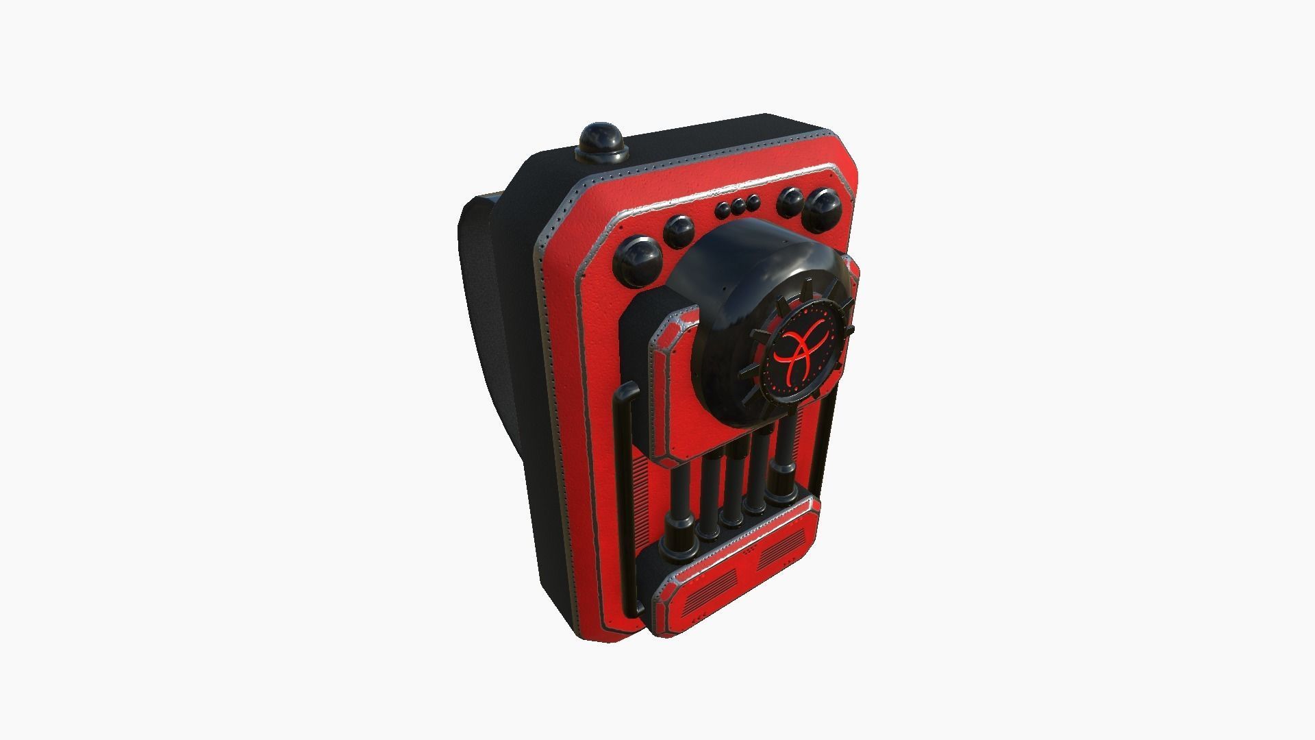 SciFi Backpack I09 Red - Fashion Character Design Low-poly 3D model_2