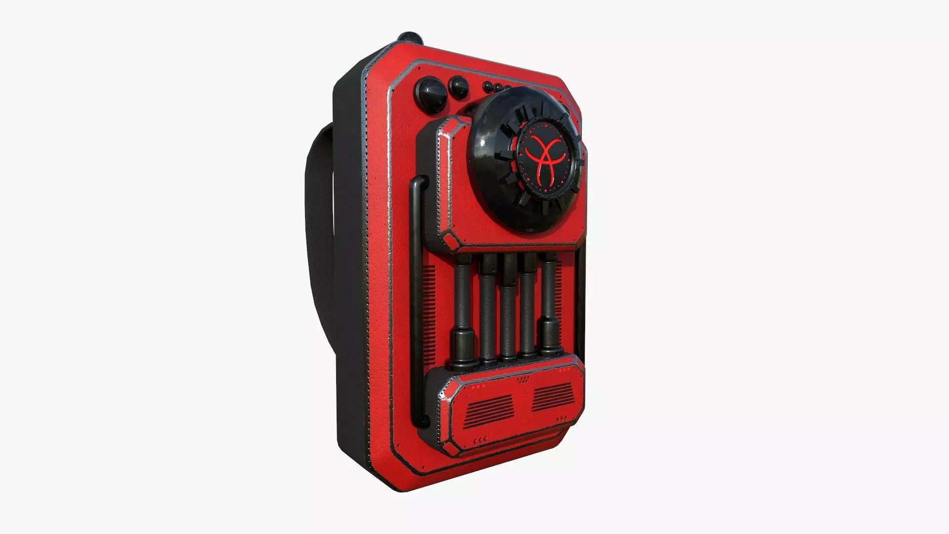 SciFi Backpack I09 Red - Fashion Character Design Low-poly 3D model_0