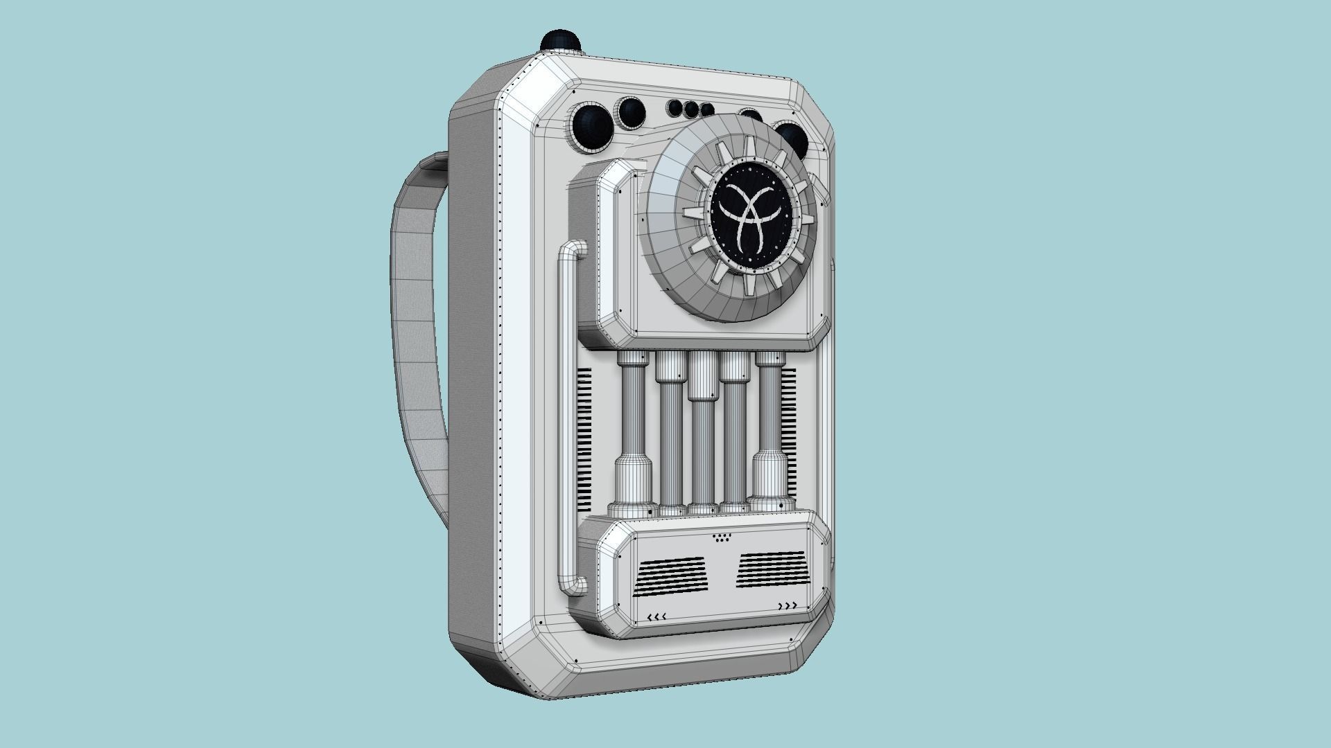 SciFi Backpack I10 Aluminum - Fashion Character Design Low-poly 3D model_6