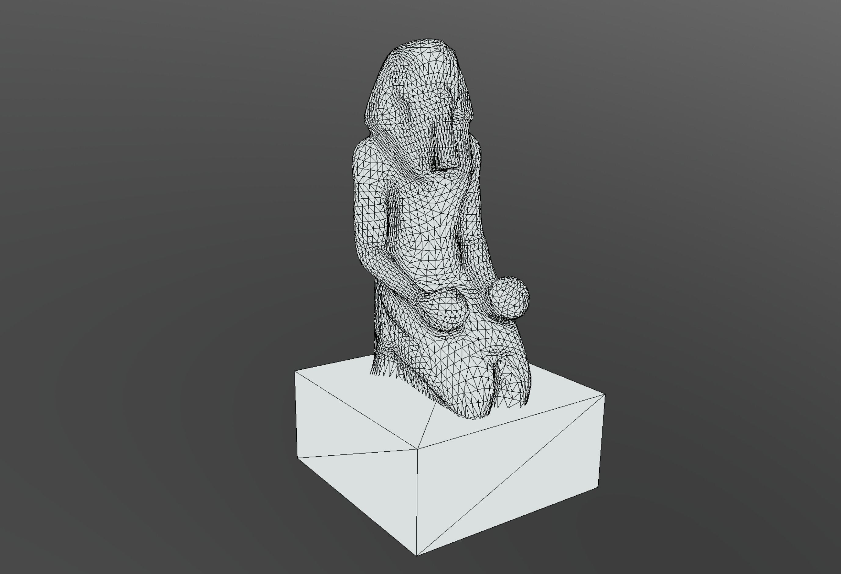 Large Kneeling Statue of Hatshepsut Low-poly 3D model_8
