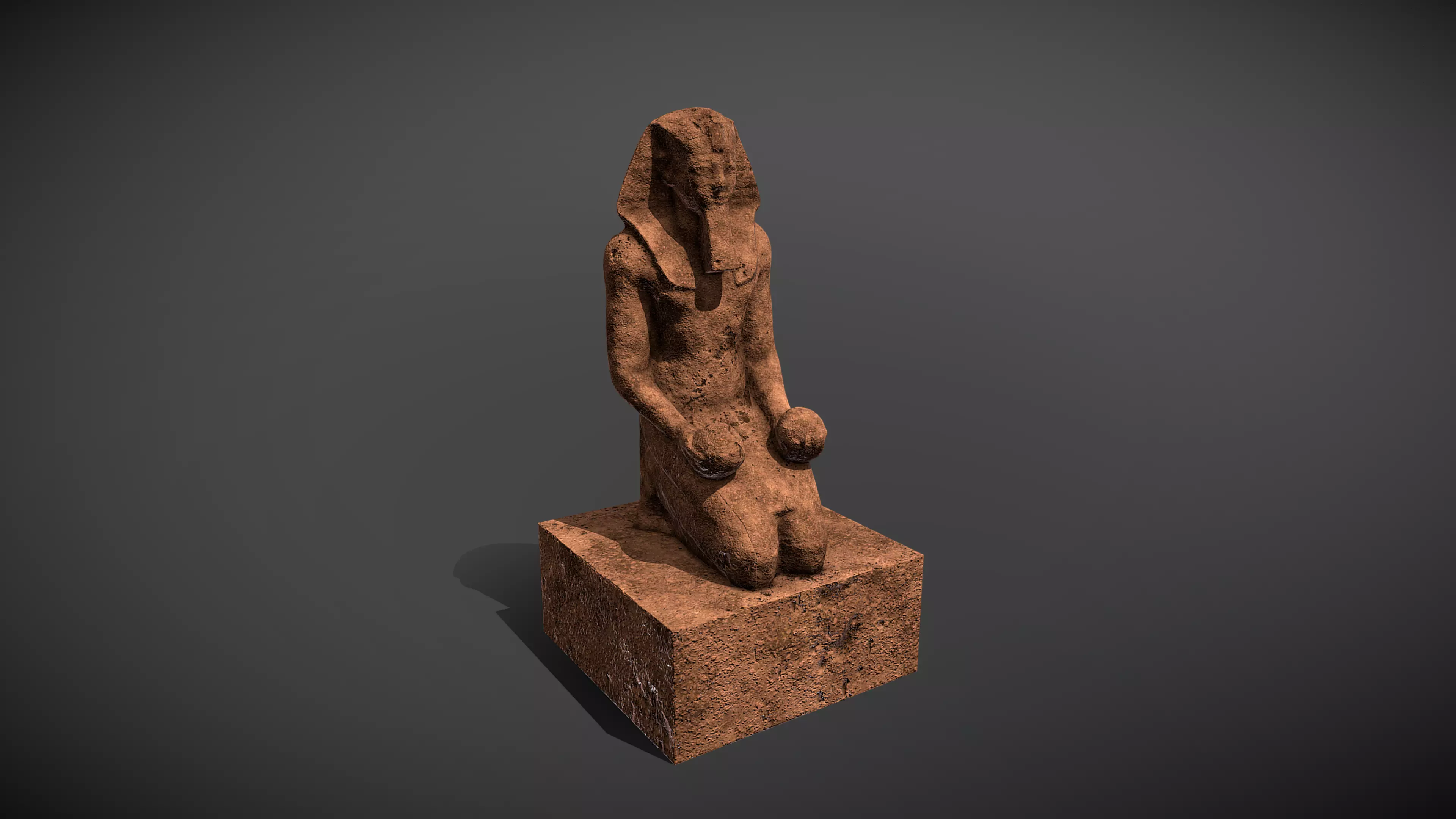 Large Kneeling Statue of Hatshepsut Low-poly 3D model_0