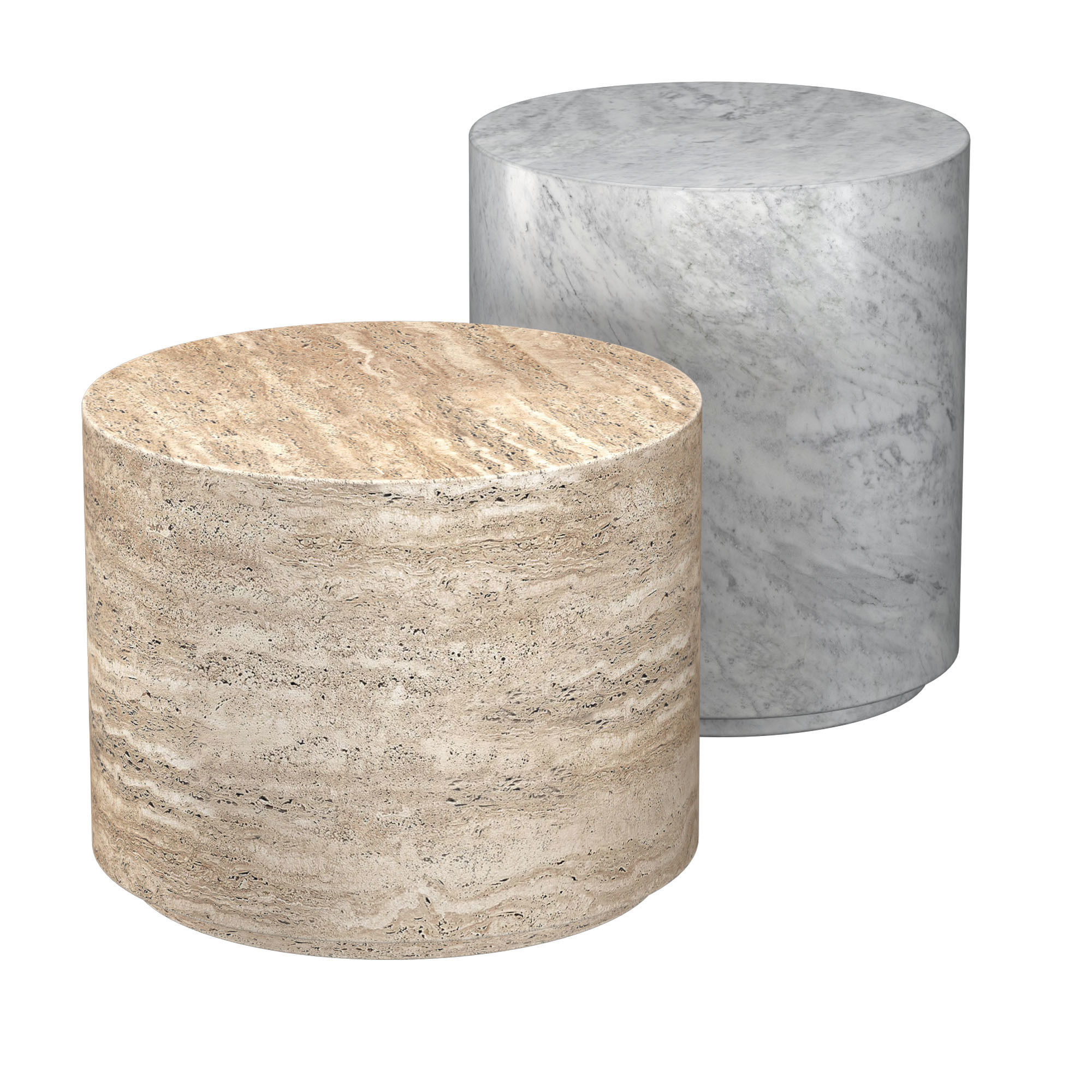 ITALIAN TRAVERTINE PLINTH ROUND SIDE TABLE 3D model_4