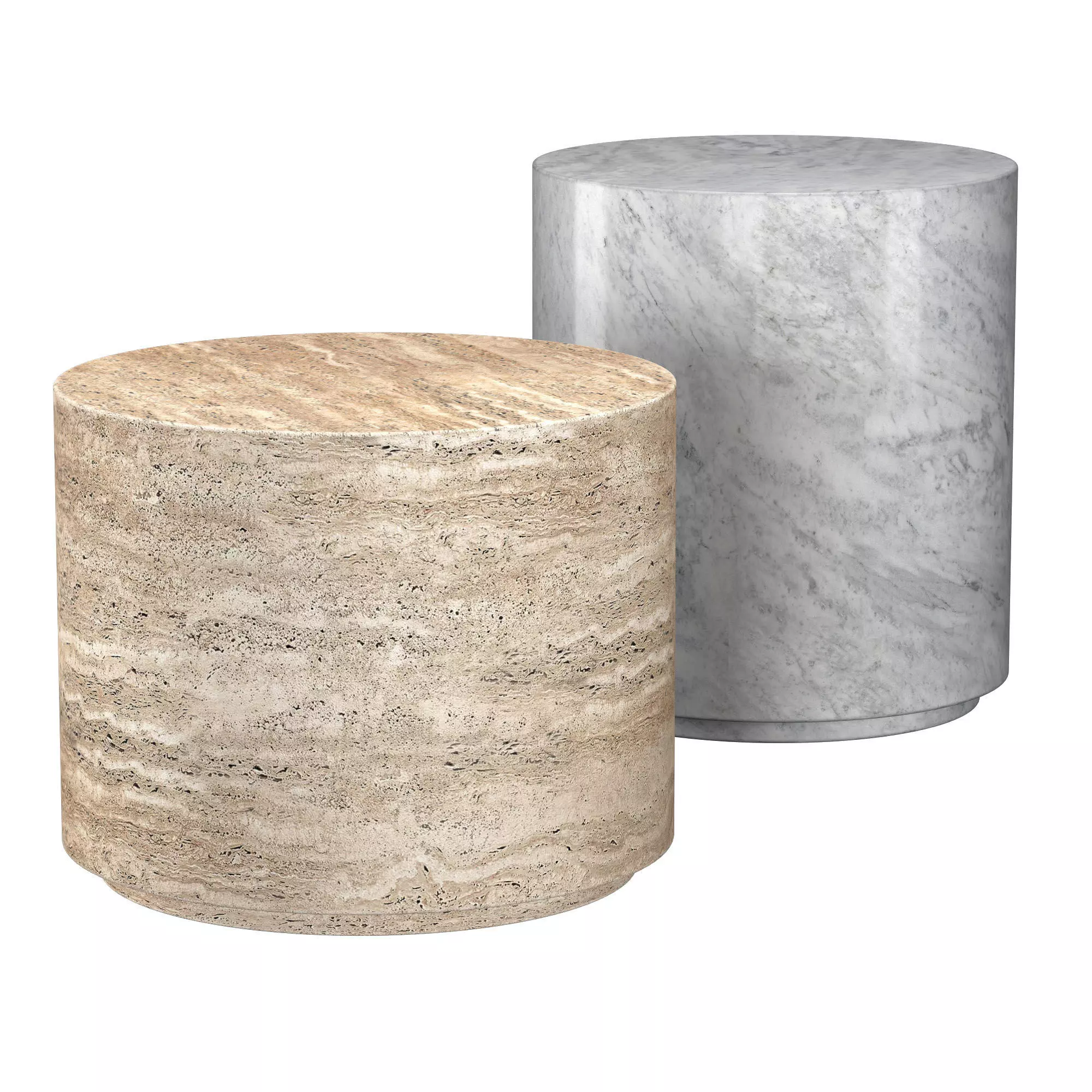 ITALIAN TRAVERTINE PLINTH ROUND SIDE TABLE 3D model_0