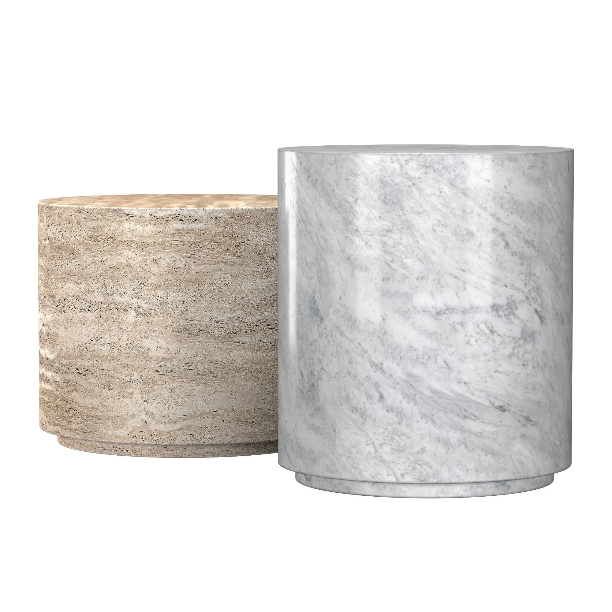 ITALIAN TRAVERTINE PLINTH ROUND SIDE TABLE 3D model_1