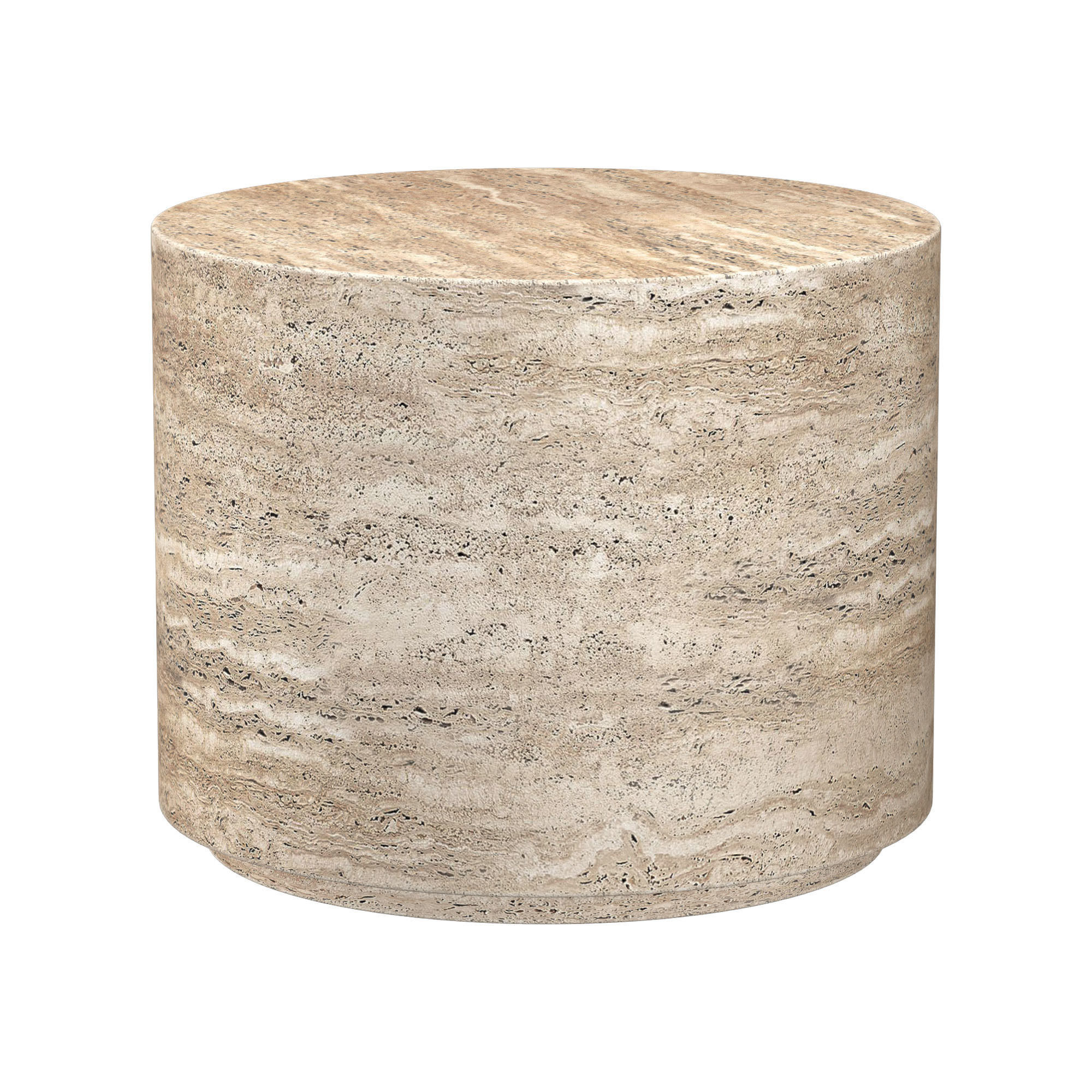 ITALIAN TRAVERTINE PLINTH ROUND SIDE TABLE 3D model_3