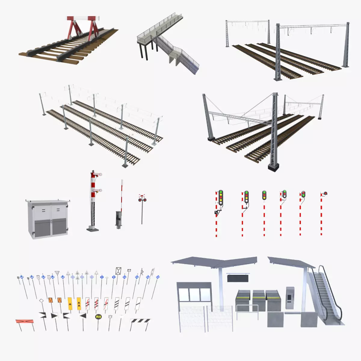 Railway Elements Pack 3D model_0