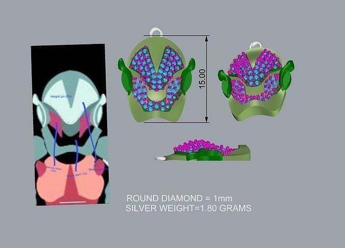 DEVIL MASK DIAMOND JEWELLERY PENDANT  3D print model
