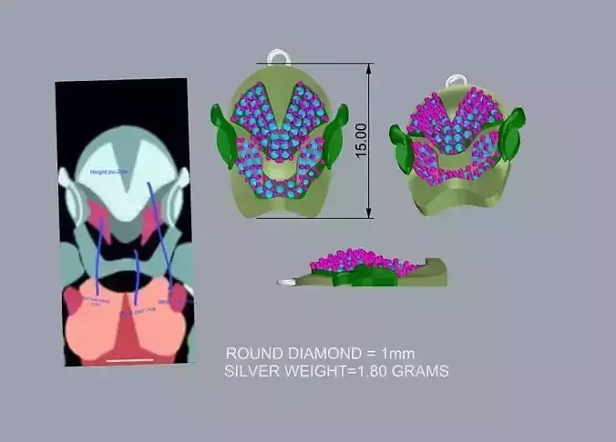 DEVIL MASK DIAMOND JEWELLERY PENDANT  3D print model
