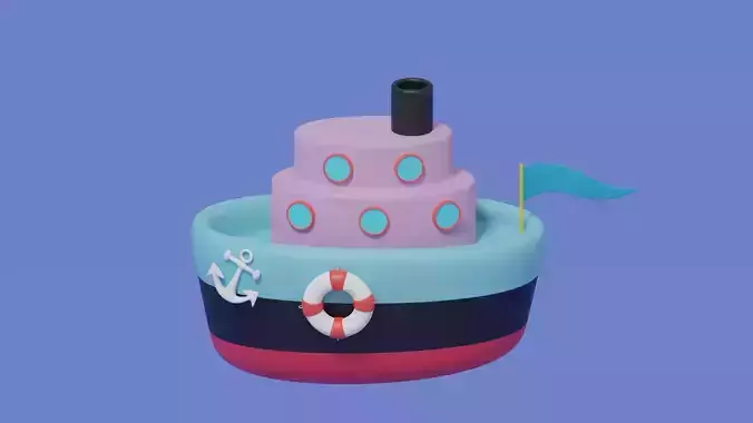 Cartoon Cute Ship Boat