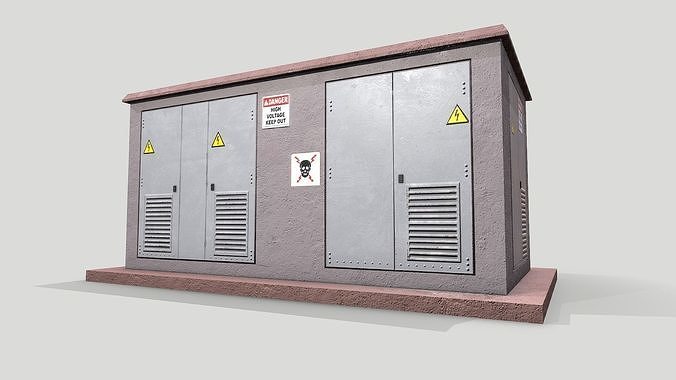 Electric Substation Transformer Building Low-poly 3D model