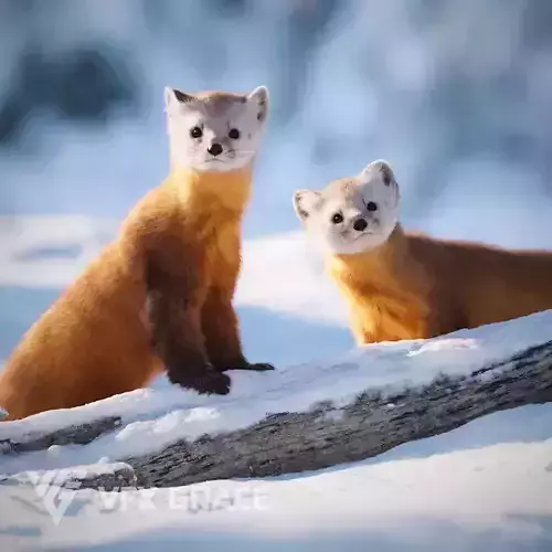 American Marten Animated VFX Grace 3D model