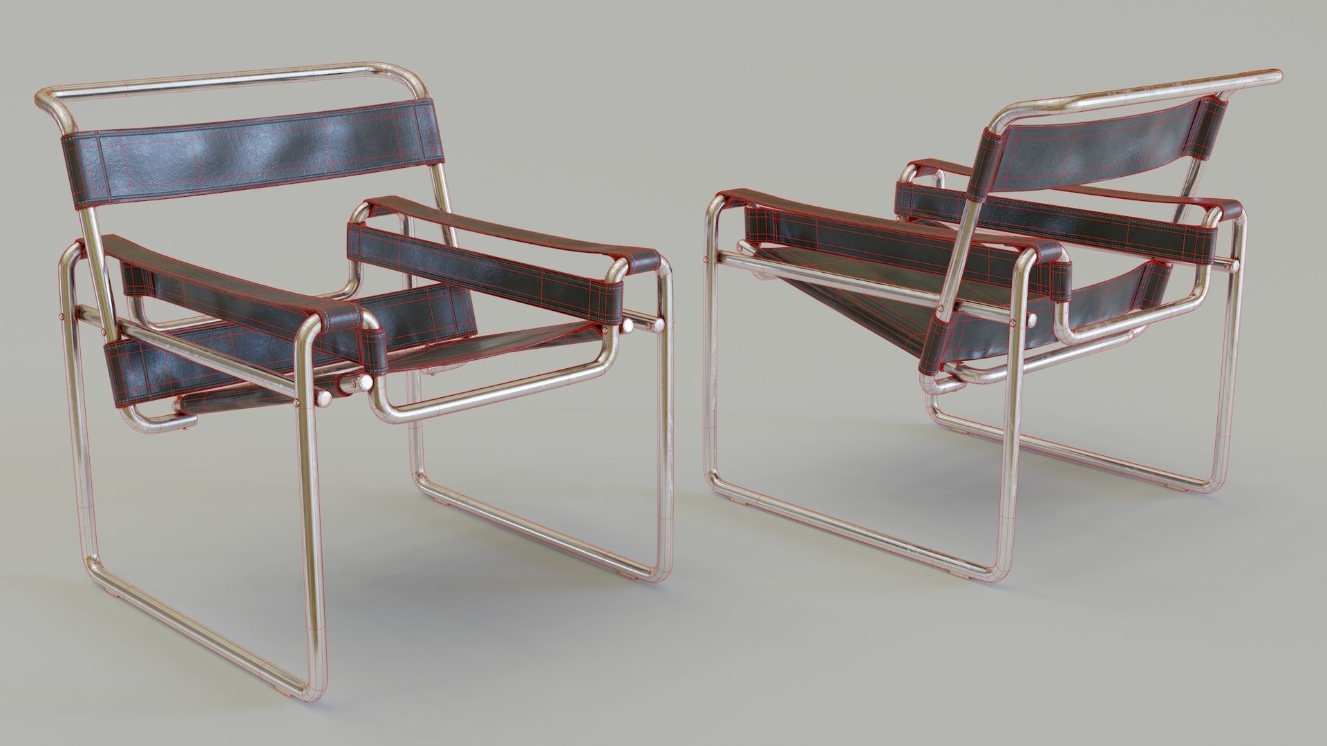 Wassily Chair Low-poly 3D model_6