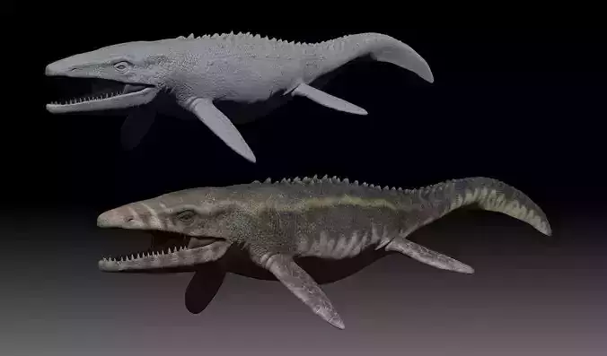 Mosasaurus fish with long teeth Free 3D model