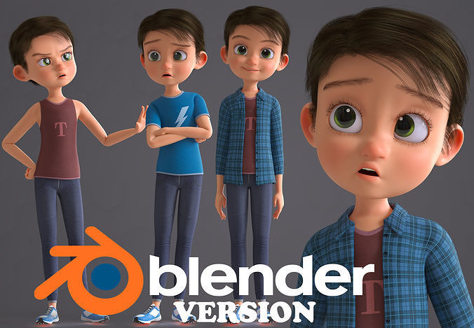 CARTOON CUTE BOY BLENDER VERSION 3D model
