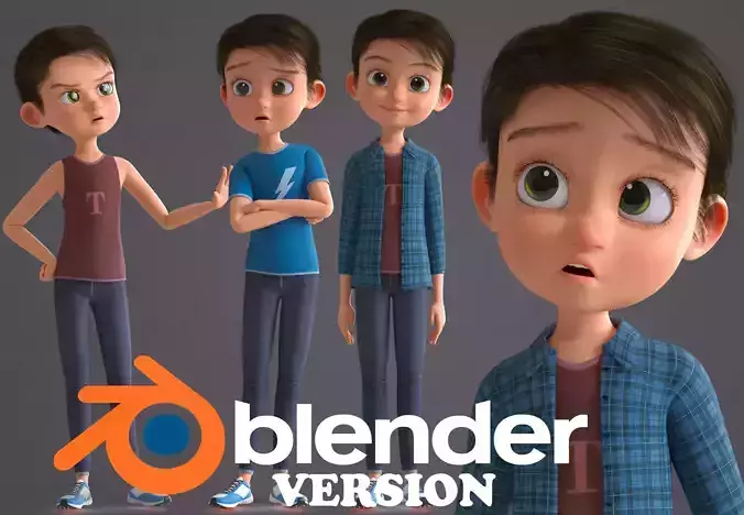 CARTOON CUTE BOY BLENDER VERSION 3D model