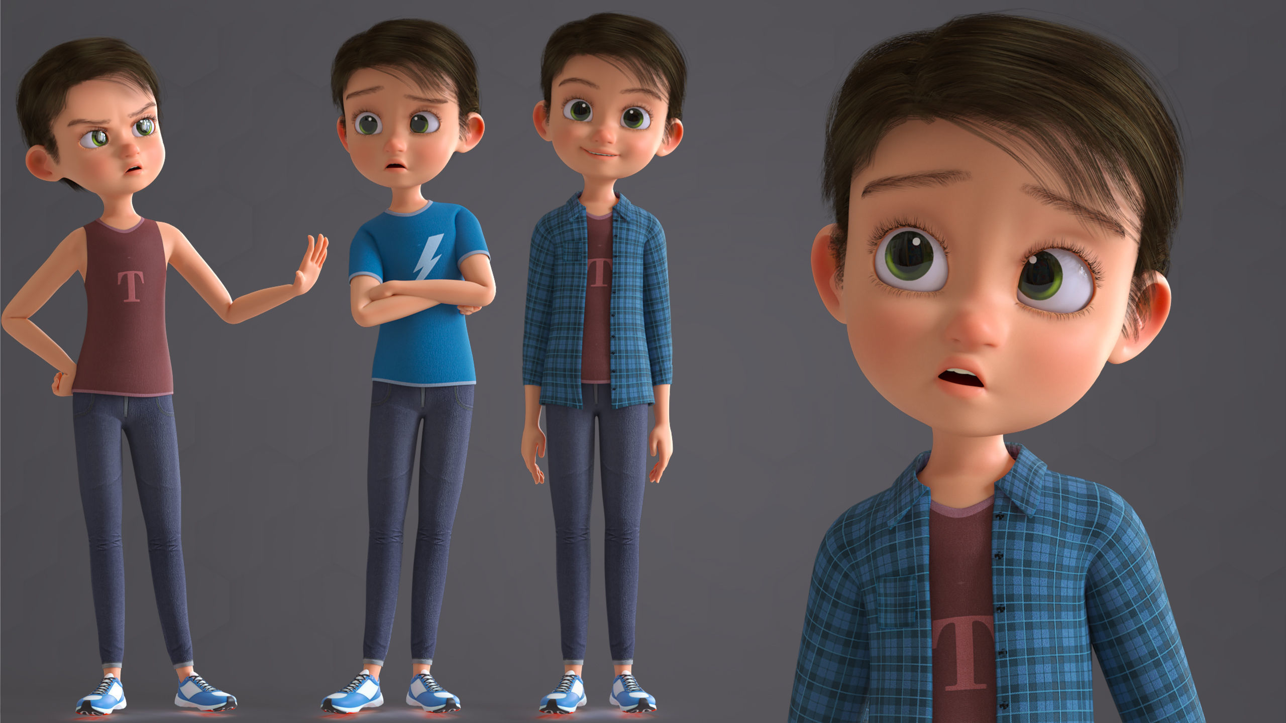 CARTOON CUTE BOY BLENDER VERSION 3D model_16