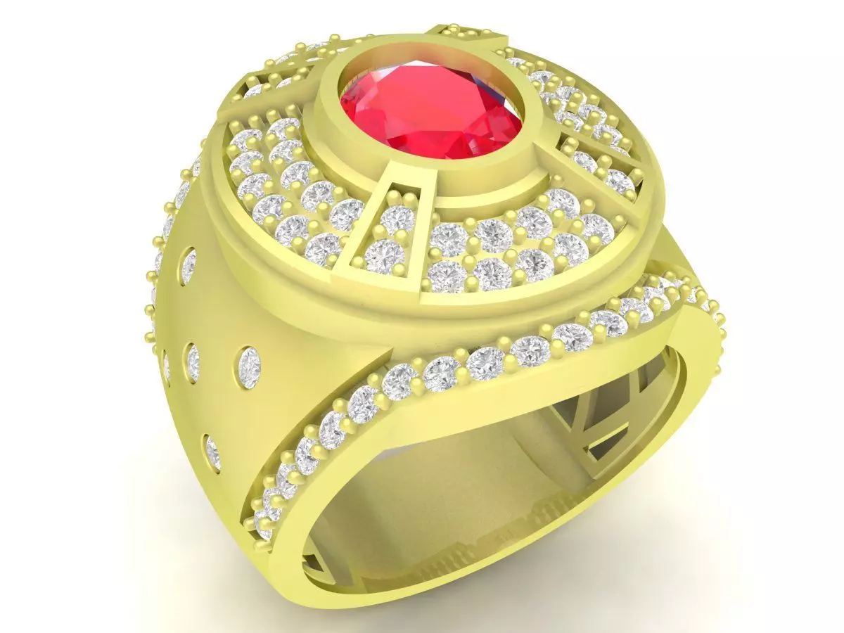 Luxury Oval Gemstone Signet Ring for Men 3748 3D print model